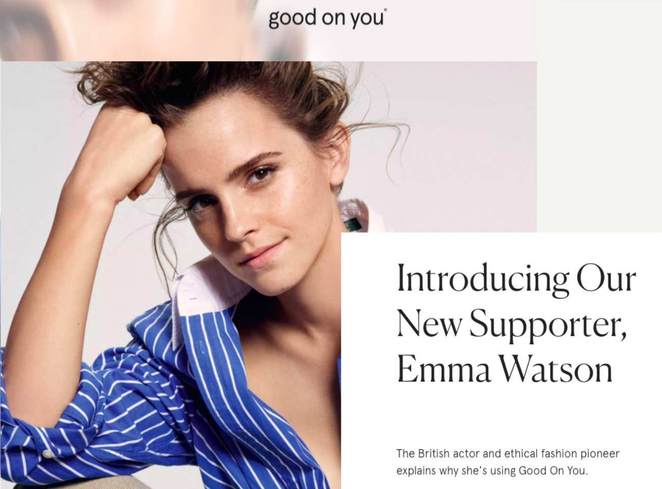 Actress Emma Watson promotes Good On You