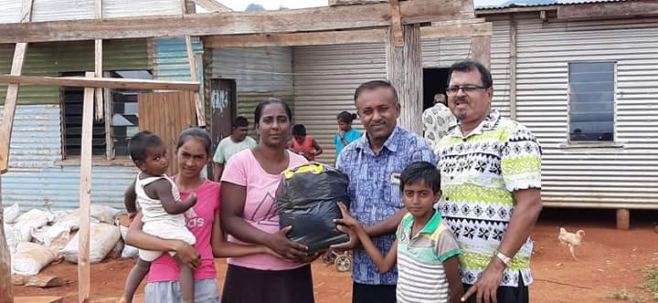 Family receiving food distribution